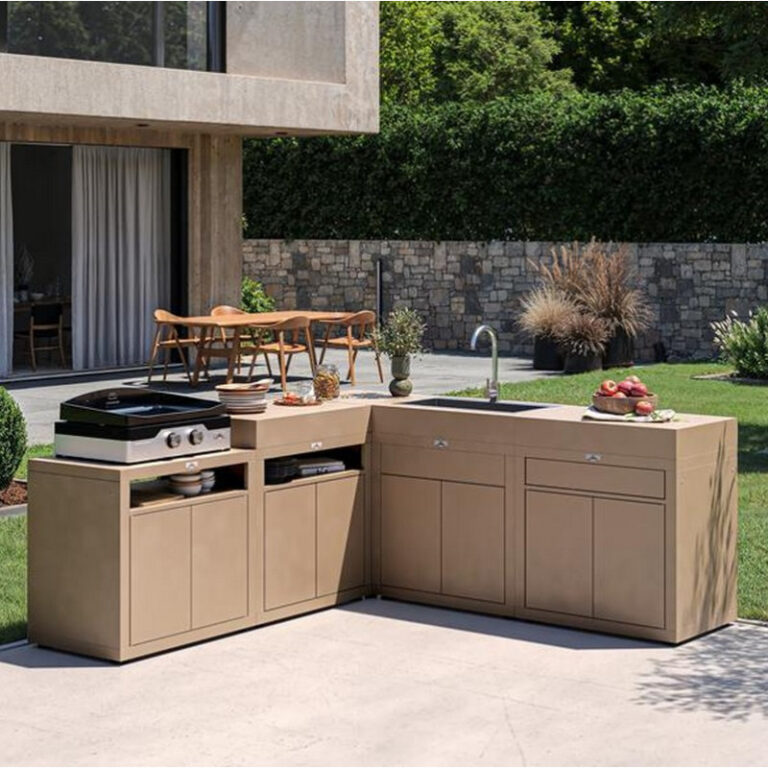 LE MARQUIER - Meuble cuisson avec tablette LE MARQUIER pour cuisine d'extérieur 80x55cm taupe