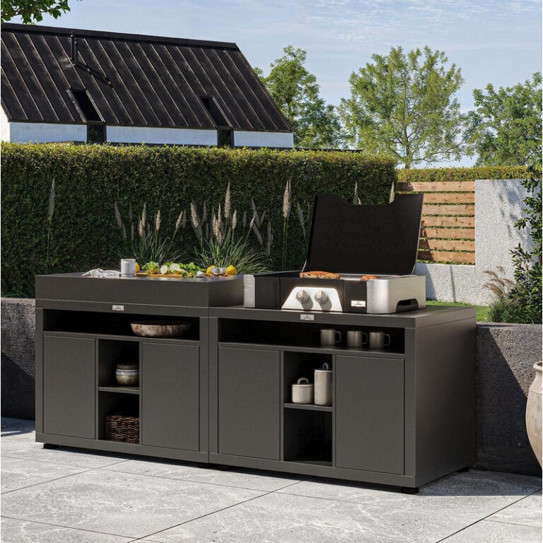 LE MARQUIER - Meuble cuisson xl LE MARQUIER pour cuisine d'extérieur 110x70cm noir