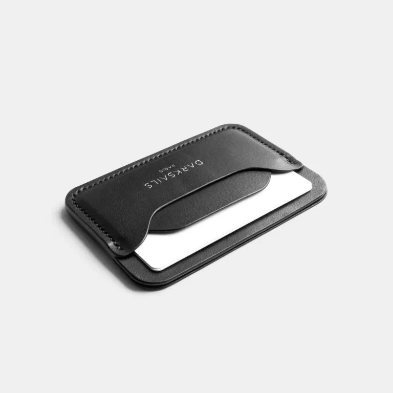Darksails - Porte-Cartes Minimaliste en Cuir Noir