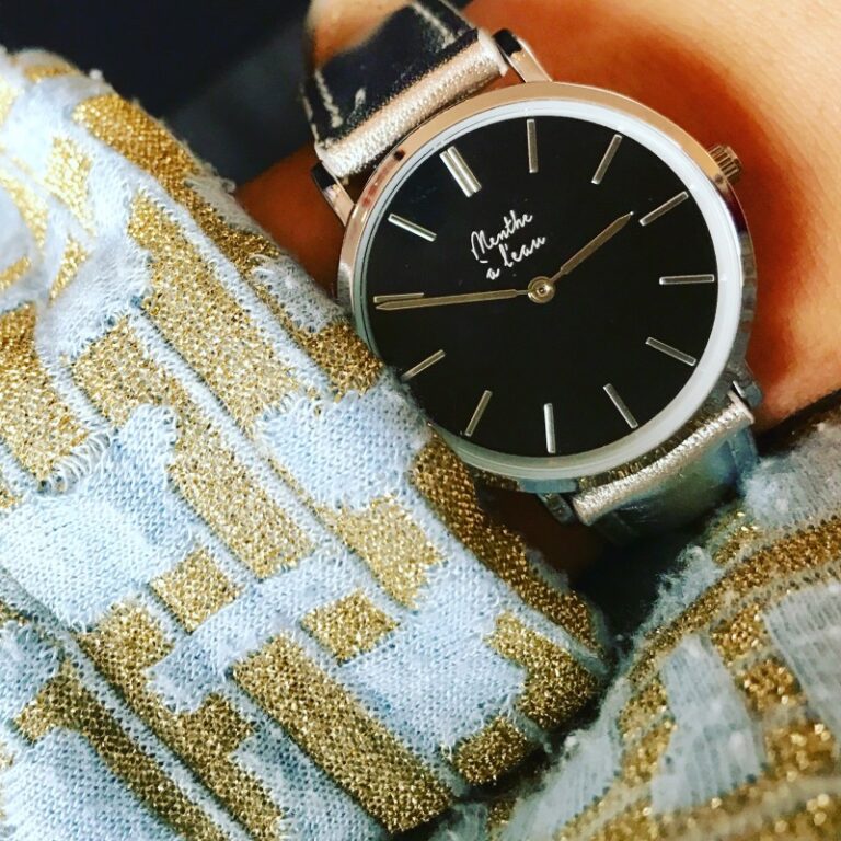 Menthe à l'eau - Montre Femme La Véritable bracelet cuir argenté fond noir chromée – Gris
