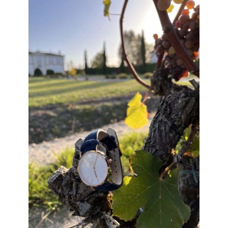 Menthe à l'eau - Montre Femme La Véritable bracelet cuir jeans fond blanc rose dorée – Bleu