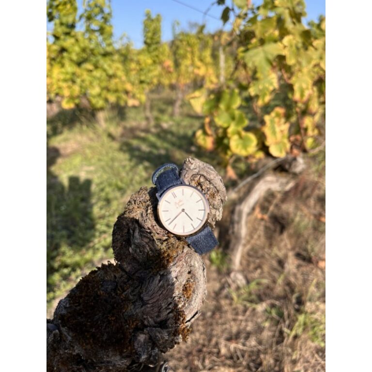Menthe à l'eau - Montre Femme La Véritable bracelet cuir jeans fond blanc rose dorée – Bleu