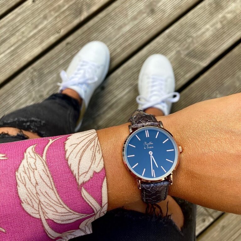 Menthe à l'eau - Montre Femme La Véritable bracelet cuir python gris fond noir rose dorée – Gris