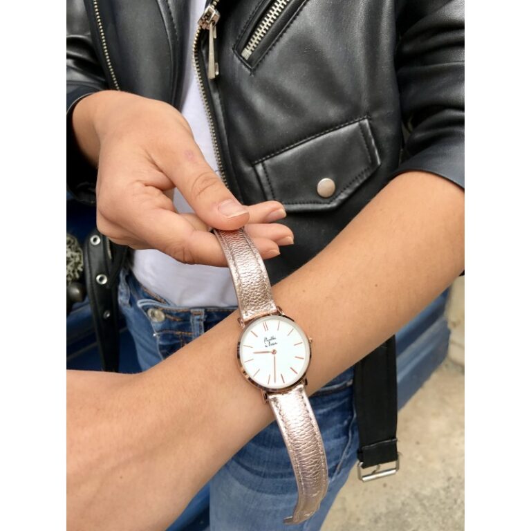 Menthe à l'eau - Montre Femme La Véritable bracelet cuir rose gold fond blanc rose dorée – Rose