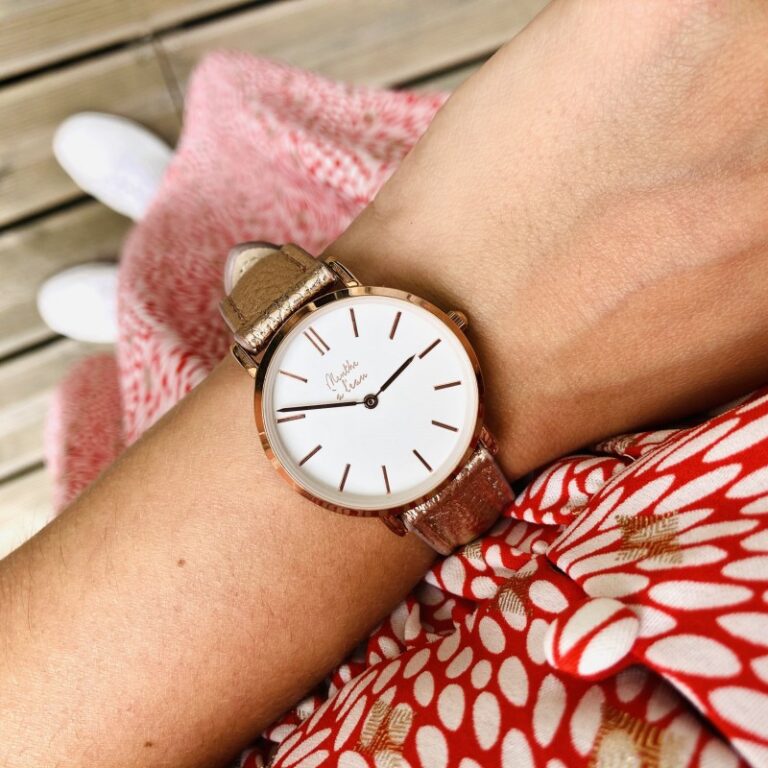 Menthe à l'eau - Montre Femme La Véritable bracelet cuir rose gold fond blanc rose dorée – Rose