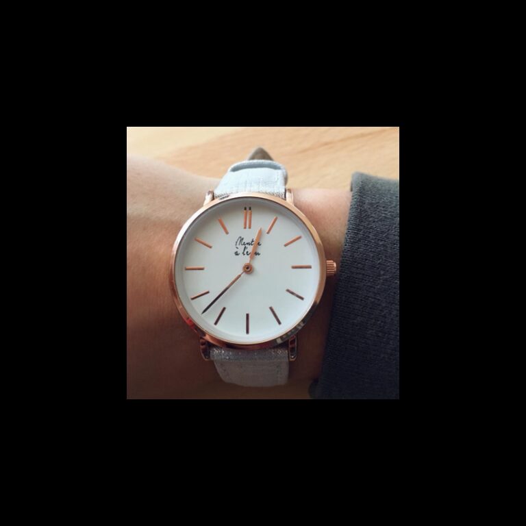 Menthe à l'eau - Montre Femme La Véritable bracelet cuir vert d'eau fond blanc rose dorée – Vert