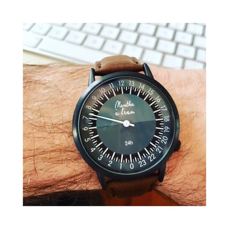 Menthe à l'eau - Montre Homme La 24 Heures bracelet cuir marron – Marron