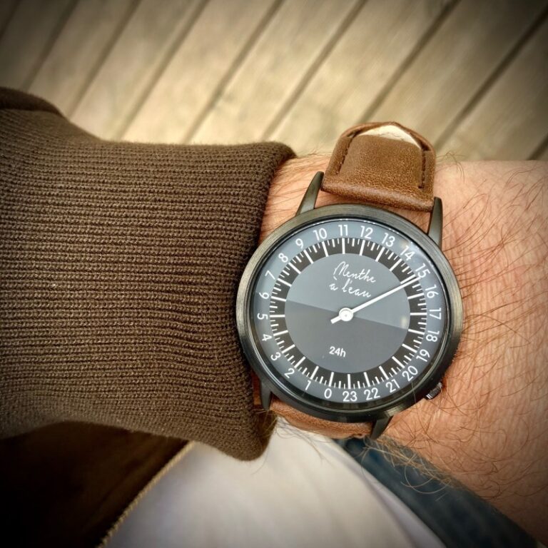 Menthe à l'eau - Montre Homme La 24 Heures bracelet cuir marron – Marron