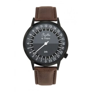 Menthe à l’eau - Montre Homme La 24 Heures bracelet cuir marron