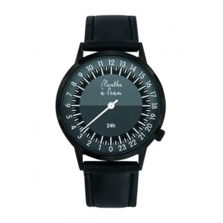 Montre Homme La 24 Heures bracelet cuir noir par la marque Menthe à l’eau Menthe à l’eau - Montre Homme La 24 Heures bracelet cuir noir