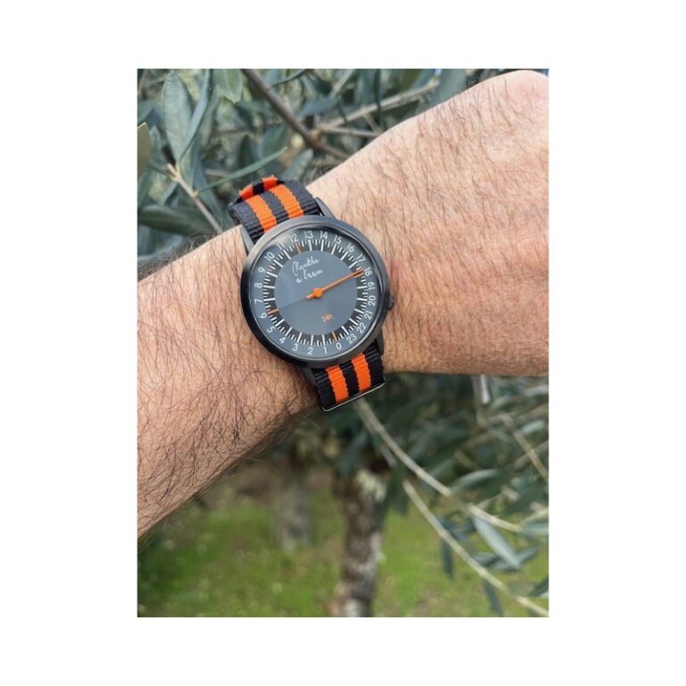 Menthe à l'eau - Montre Homme La 24 Heures bracelet nato Noir-Orange – Orange