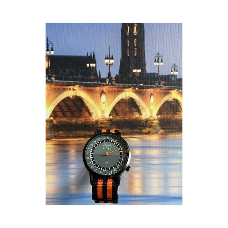 Menthe à l'eau - Montre Homme La 24 Heures bracelet nato Noir-Orange – Orange