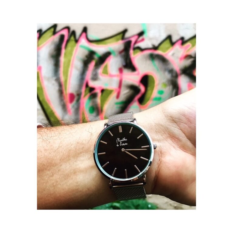 Menthe à l'eau - Montre Homme La Milanaise chromée fond noir – Gris