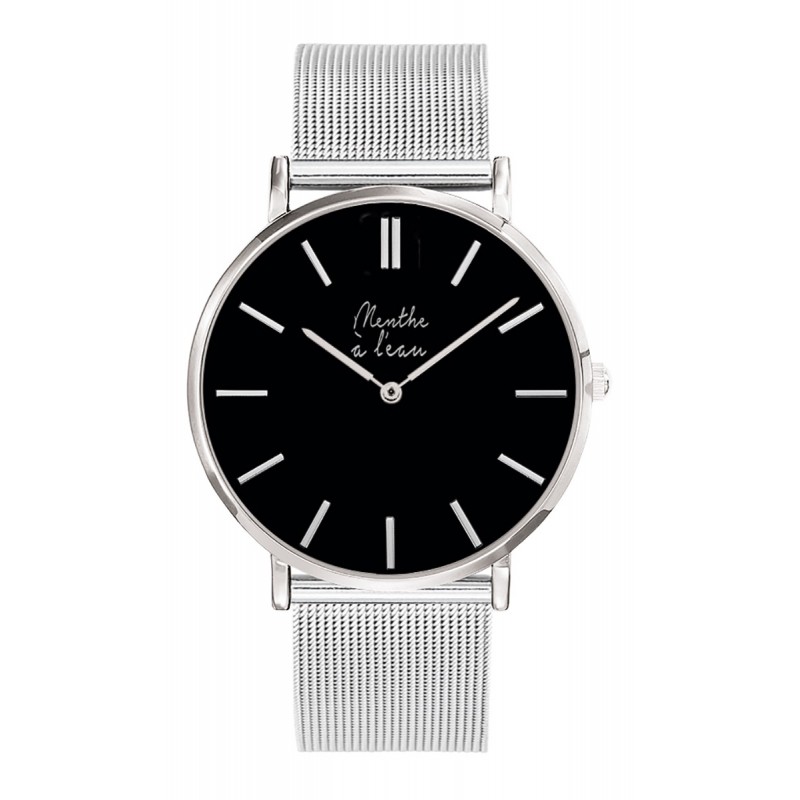 montre homme la milanaise chromee fond noir Noir