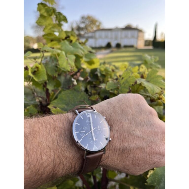 Menthe à l'eau - Montre Homme La Précise bracelet cuir marron fond bleu chromée – Marron