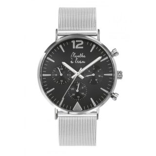Menthe à l’eau - Montre Homme La Précise bracelet maille chromée fond noir