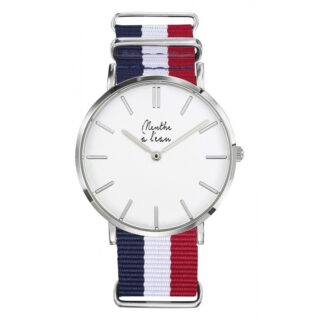 Montre Homme La Résistante bracelet nato bleu/blanc/rouge chromée par la marque Menthe à l’eau Menthe à l’eau - Montre Homme La Résistante bracelet nato bleu/blanc/rouge chromée