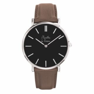 Menthe à l’eau - Montre Homme La Véritable bracelet cuir marron fond noir chromée
