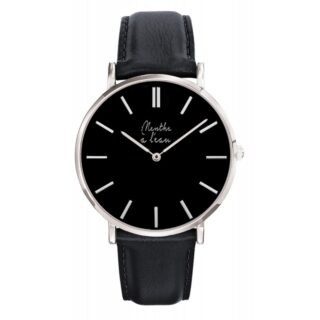 Menthe à l’eau - Montre Homme La Véritable bracelet cuir noir fond noir chromée