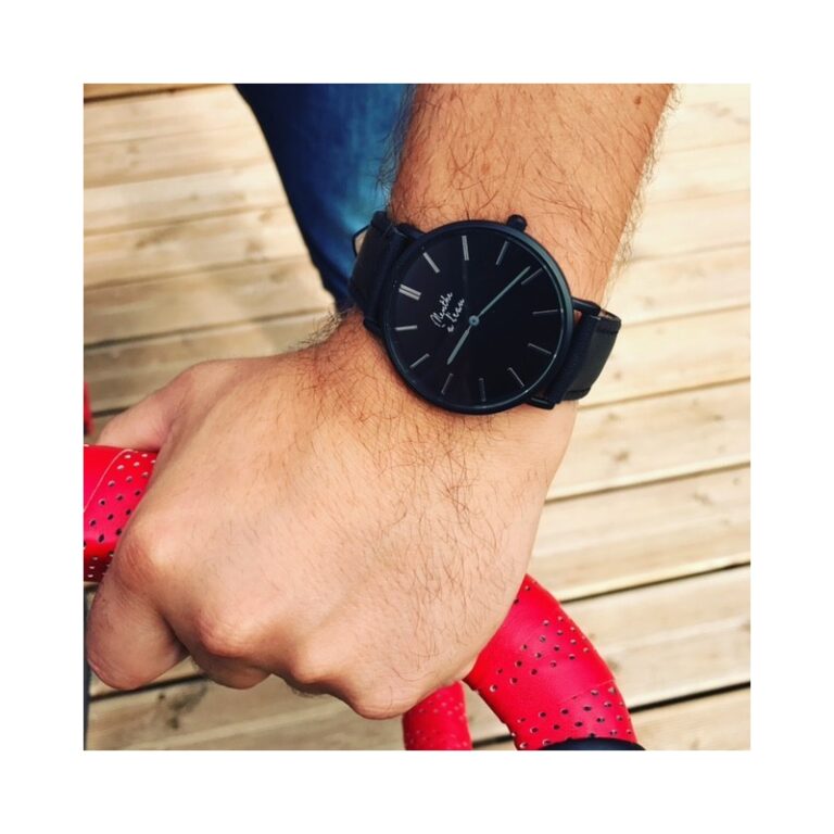 Menthe à l'eau - Montre Homme La Véritable bracelet cuir noir fond noir finition noire – Noir