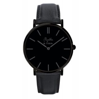 Montre Homme La Véritable bracelet cuir noir fond noir finition noire par la marque Menthe à l’eau Menthe à l’eau - Montre Homme La Véritable bracelet cuir noir fond noir finition noire