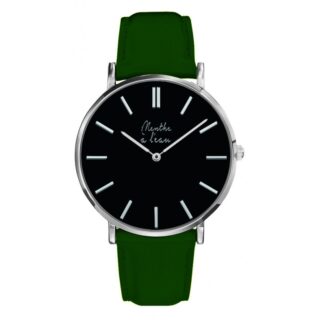 Menthe à l’eau - Montre Homme La Véritable bracelet cuir vert fond noir chromée