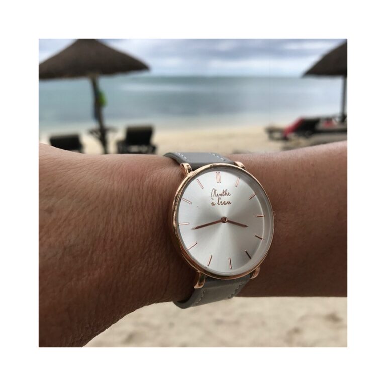Menthe à l'eau - Montre Mixte L'Indécise bracelet façon cuir gris fond soleillé rose dorée – Gris