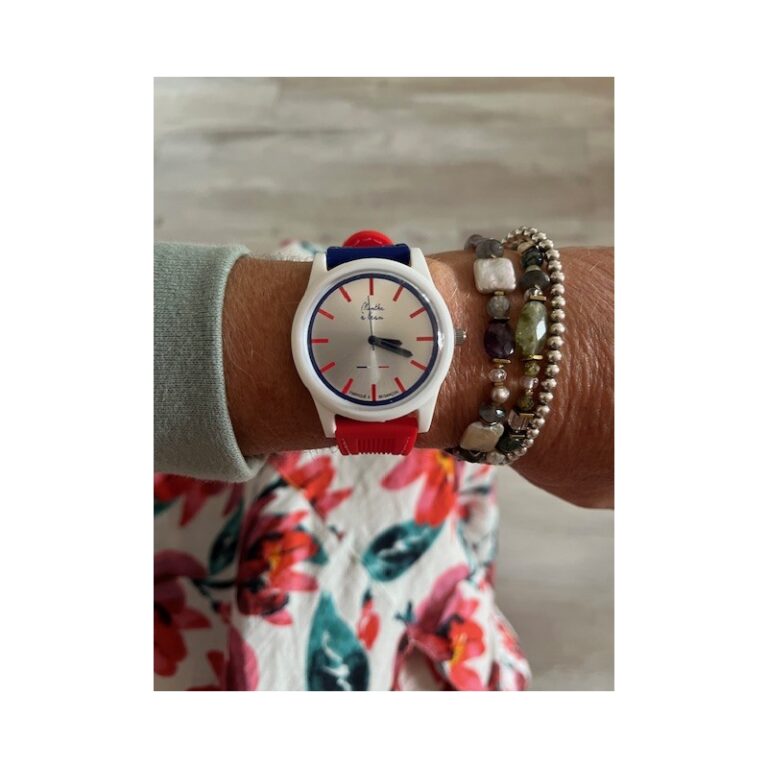 Menthe à l'eau - Montre Mixte La Tricolore boitier blanc bracelet silicone bleu rouge – Rouge