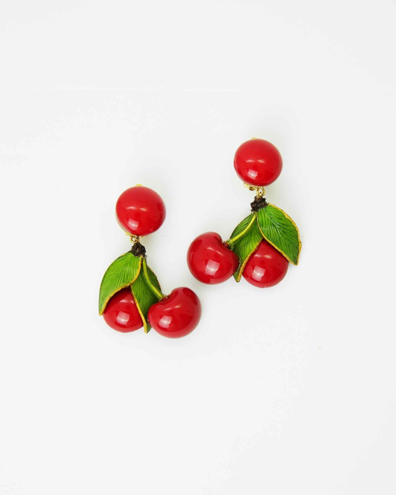 napoleon boucles d oreilles clips pendantes Ciléa Paris - Boucles d’oreilles pendantes cerises Napoléon – Tige (Oreilles percées)