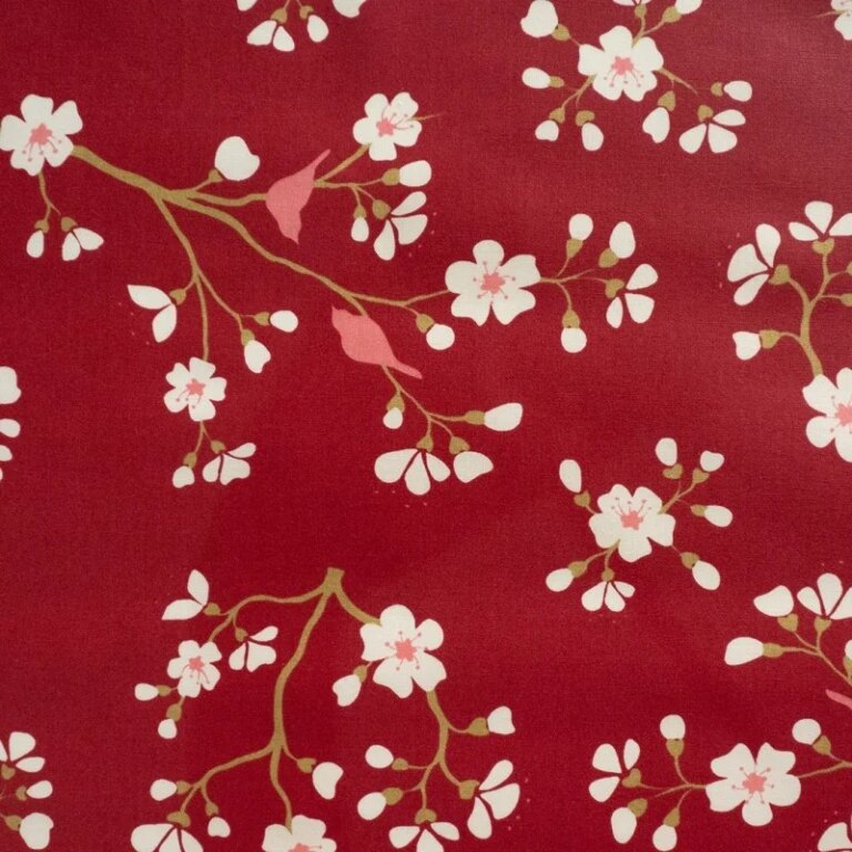 Fleur de Soleil - Nappe enduite Cerisier Bordeaux
