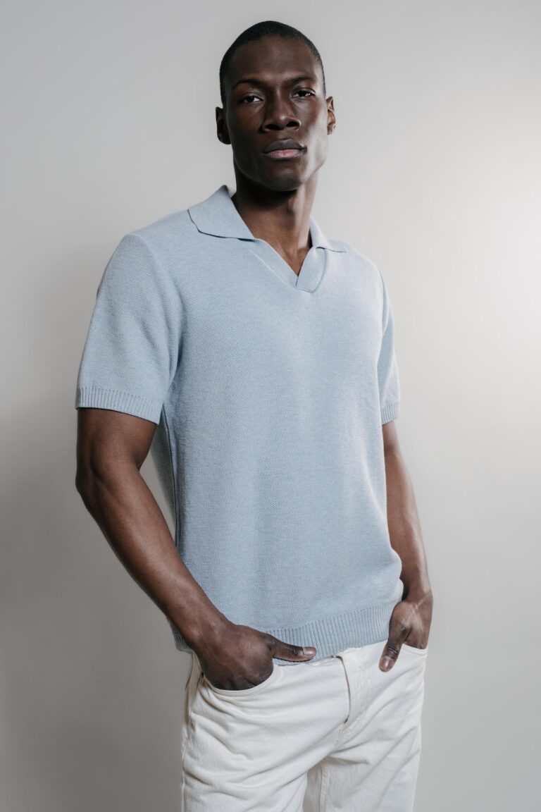 Nitto Knitwear - Agop Polo - Light Indigo – M