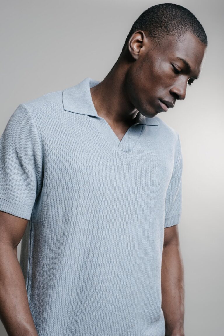 Nitto Knitwear - Agop Polo - Light Indigo – M
