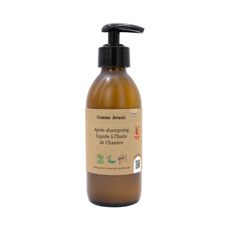 packshot apres shampoing brut liquide pompe creme recto comme avant Comme Avant - Après-shampoing liquide à l'huile de chanvre