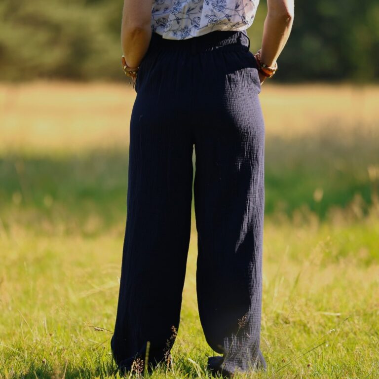 Quintessence - Pantalon Tino - Double gaze de coton bleu nuit – 3XL