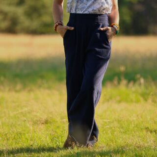 Quintessence - Pantalon Tino – Double gaze de coton bleu nuit