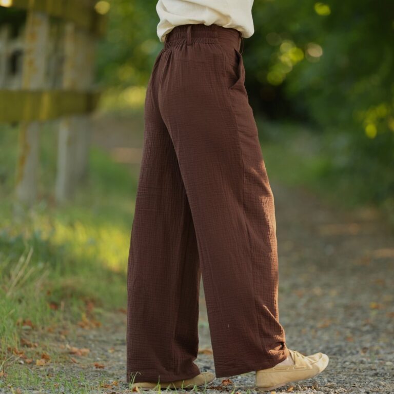 Quintessence - Pantalon Tino - Double gaze de coton chocolat – 3XL