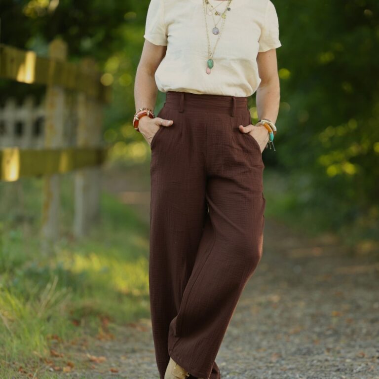 Quintessence - Pantalon Tino - Double gaze de coton chocolat – 3XL