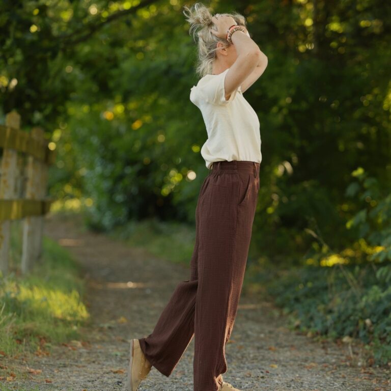 Quintessence - Pantalon Tino - Double gaze de coton chocolat – 3XL