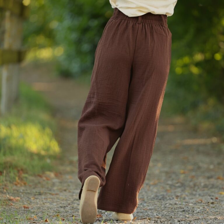 Quintessence - Pantalon Tino - Double gaze de coton chocolat – 3XL