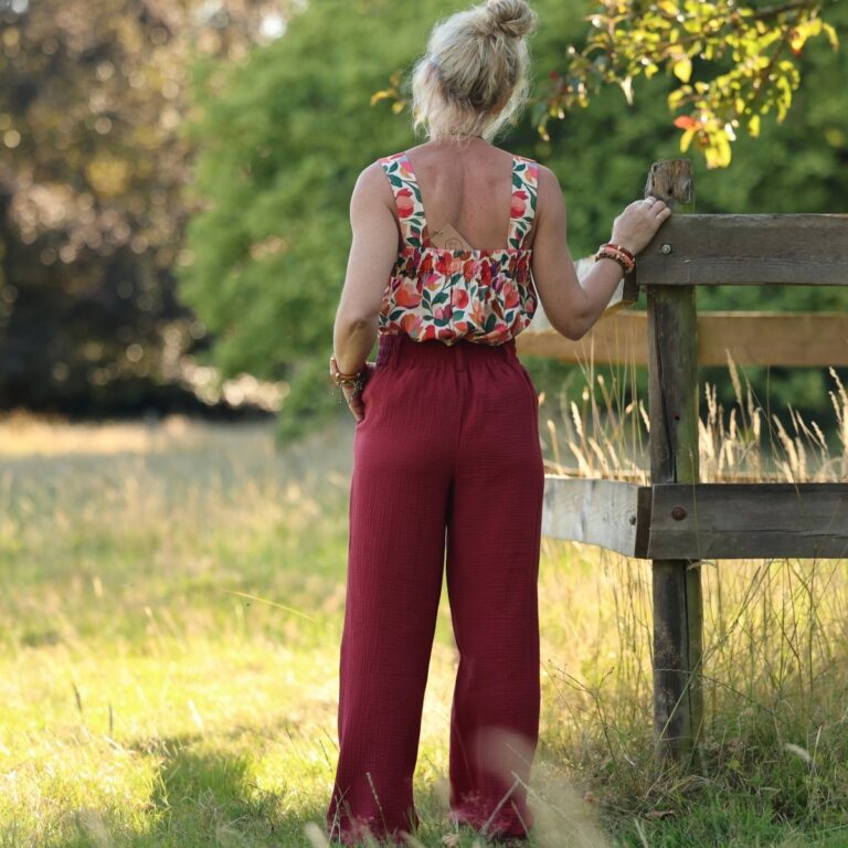 Quintessence - Pantalon Tino - Double gaze de coton grenat – 3XL