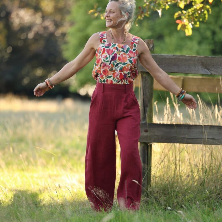 Quintessence - Pantalon Tino - Double gaze de coton grenat – 3XL