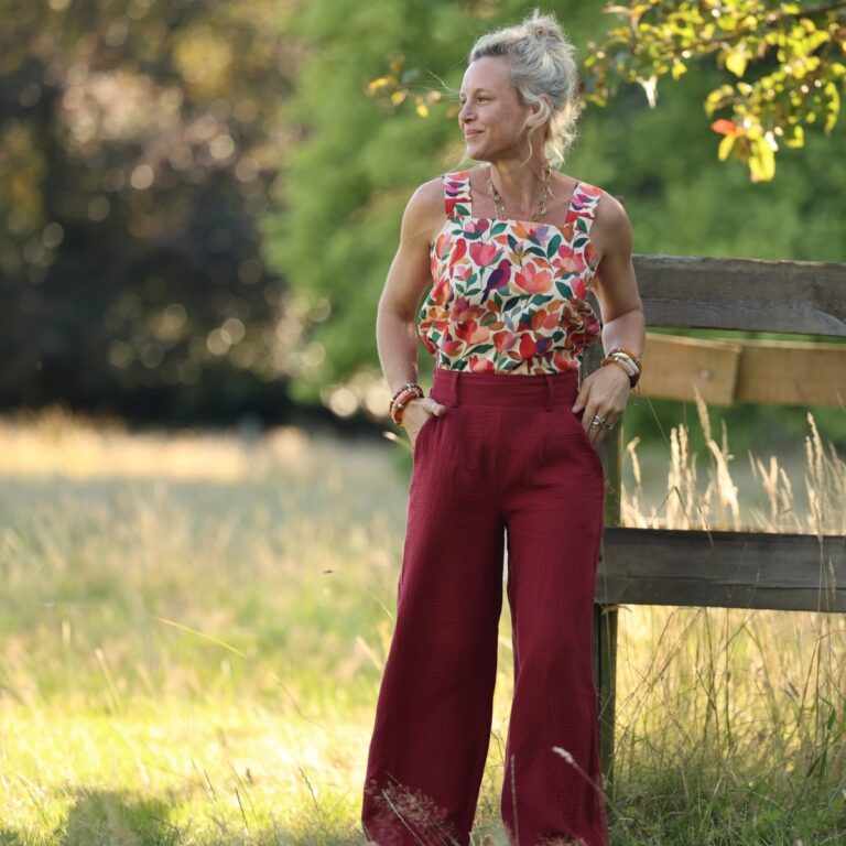 Quintessence - Pantalon Tino - Double gaze de coton grenat – 3XL