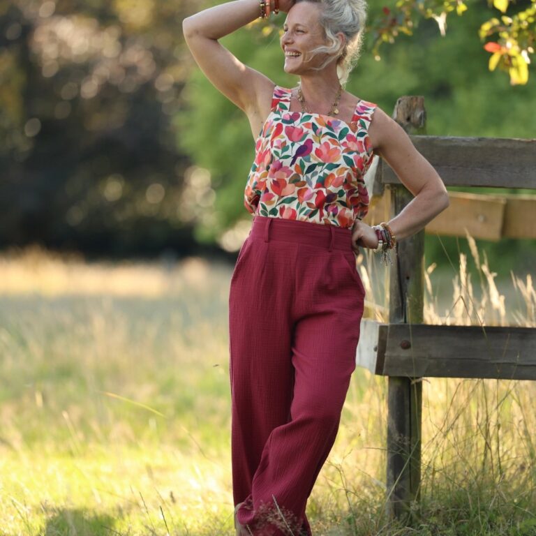 Quintessence - Pantalon Tino - Double gaze de coton grenat – 3XL