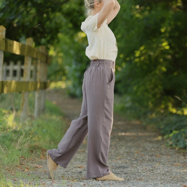 Quintessence - Pantalon Tino - Double gaze de coton prune – 3XL