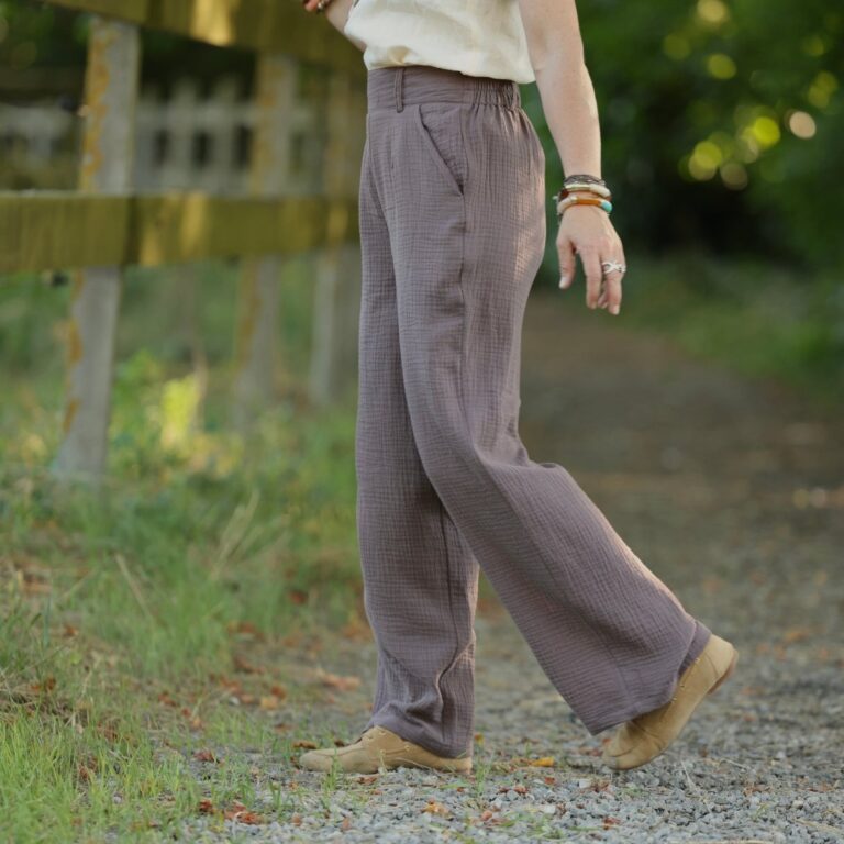 Quintessence - Pantalon Tino - Double gaze de coton prune – 3XL