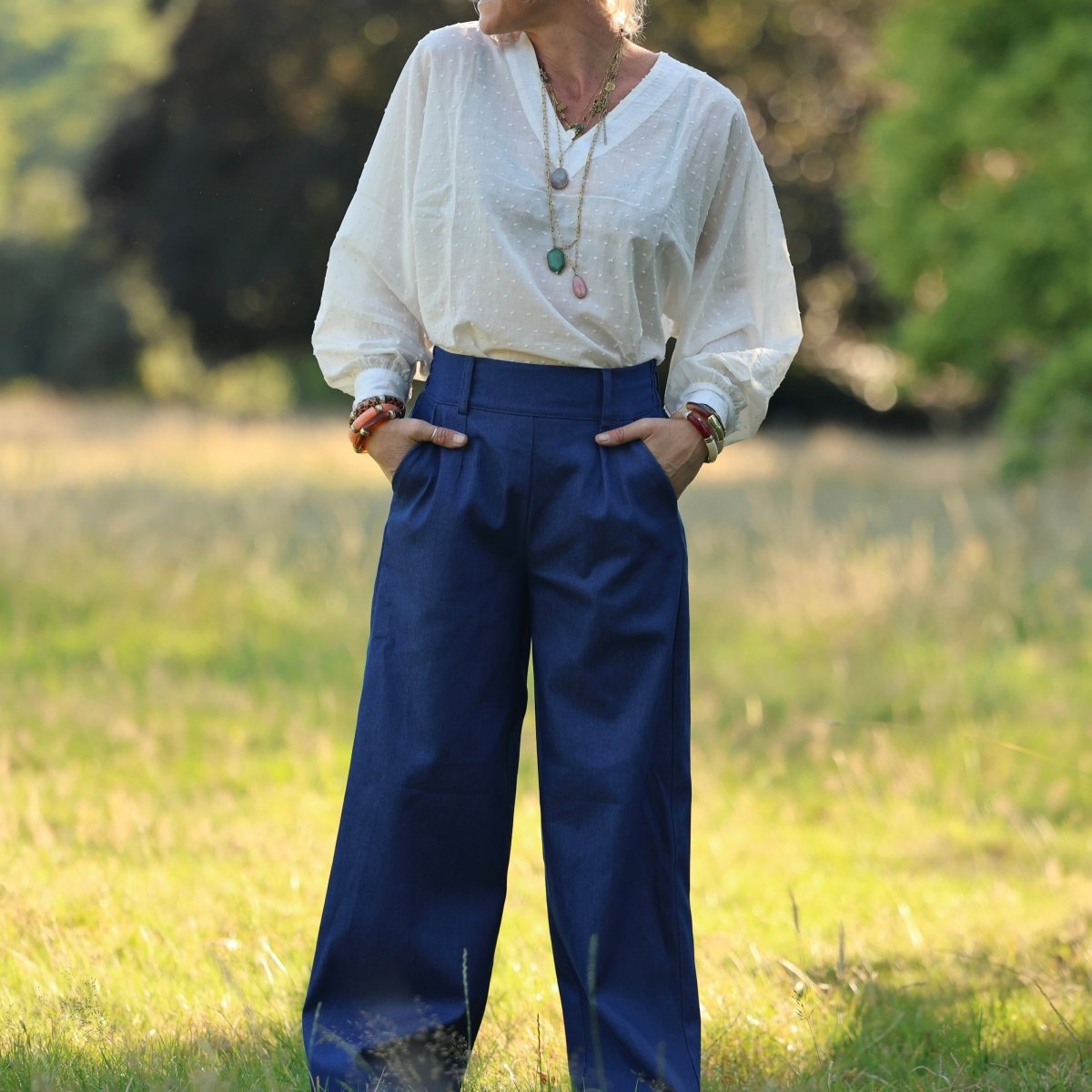 pantalon tino jean de coton bleu 7003833 Quintessence - Pantalon Tino - Jean de coton bleu – 3XL