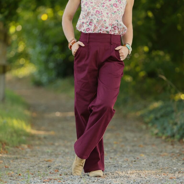 Quintessence - Pantalon Tino - Toile de coton bordeaux – 3XL