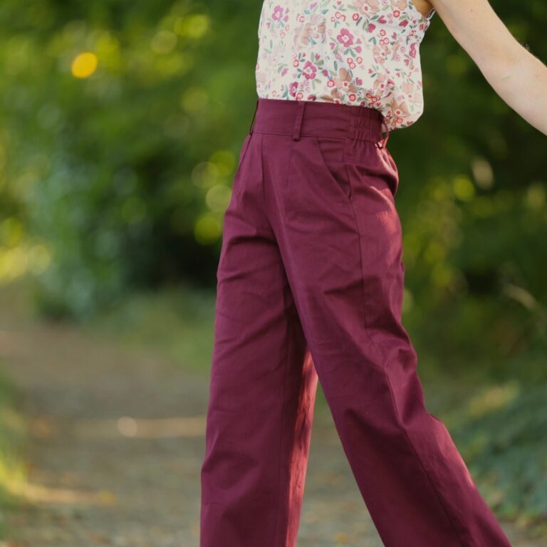 Quintessence - Pantalon Tino - Toile de coton bordeaux – 3XL