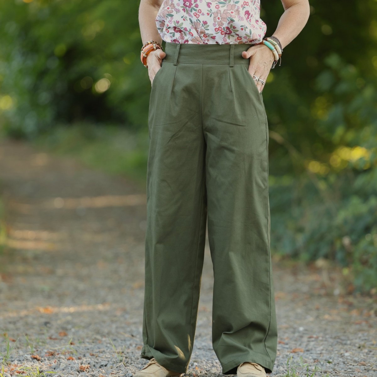 pantalon tino toile de coton kaki 8740995 Quintessence - Pantalon Tino - Toile de coton kaki – 3XL