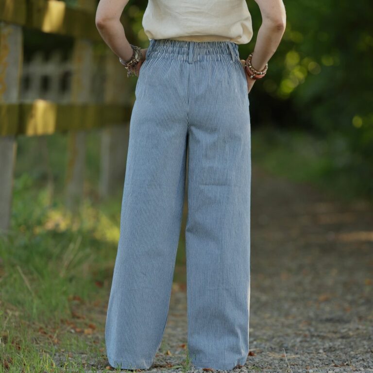 Quintessence - Pantalon Tino - Toile de coton rayé bleu blanc – 3XL